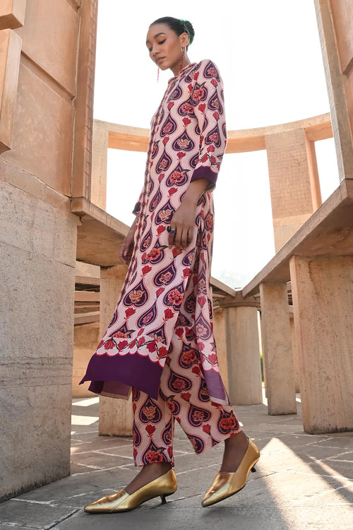 Ivory Plum Chintz Gauri Kurta Set