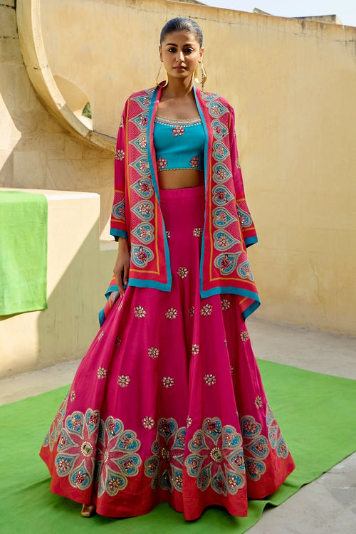 Fuschia Red Chintz Lehenga Set