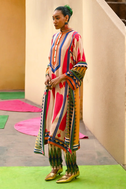 Multi Kilim Kurta Set