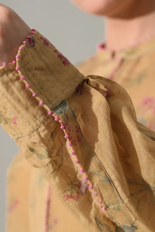 Beige Floral Tunic Dress