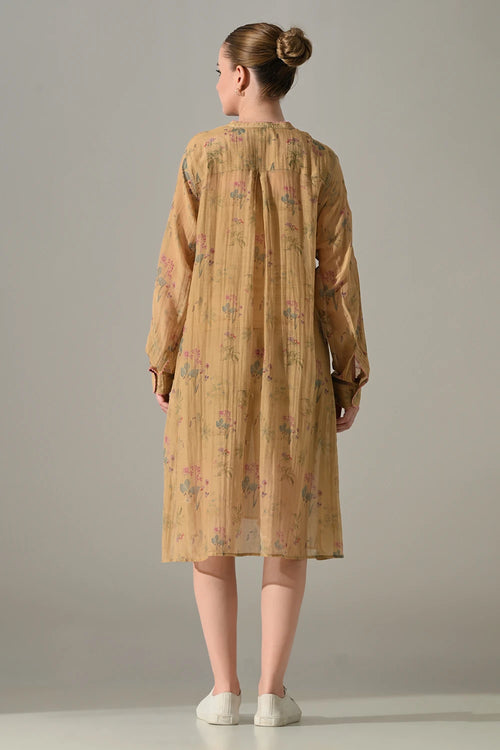 Beige Floral Tunic Dress