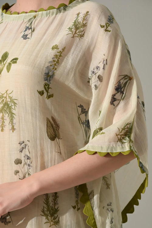 Cream Floral Kaftan Dress
