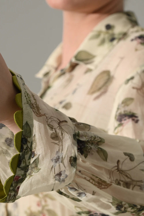 Cream Botanical Print Maxi Dress