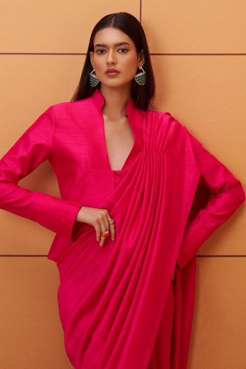 Neysa Solid Blouse with Pre-Draped Saree
