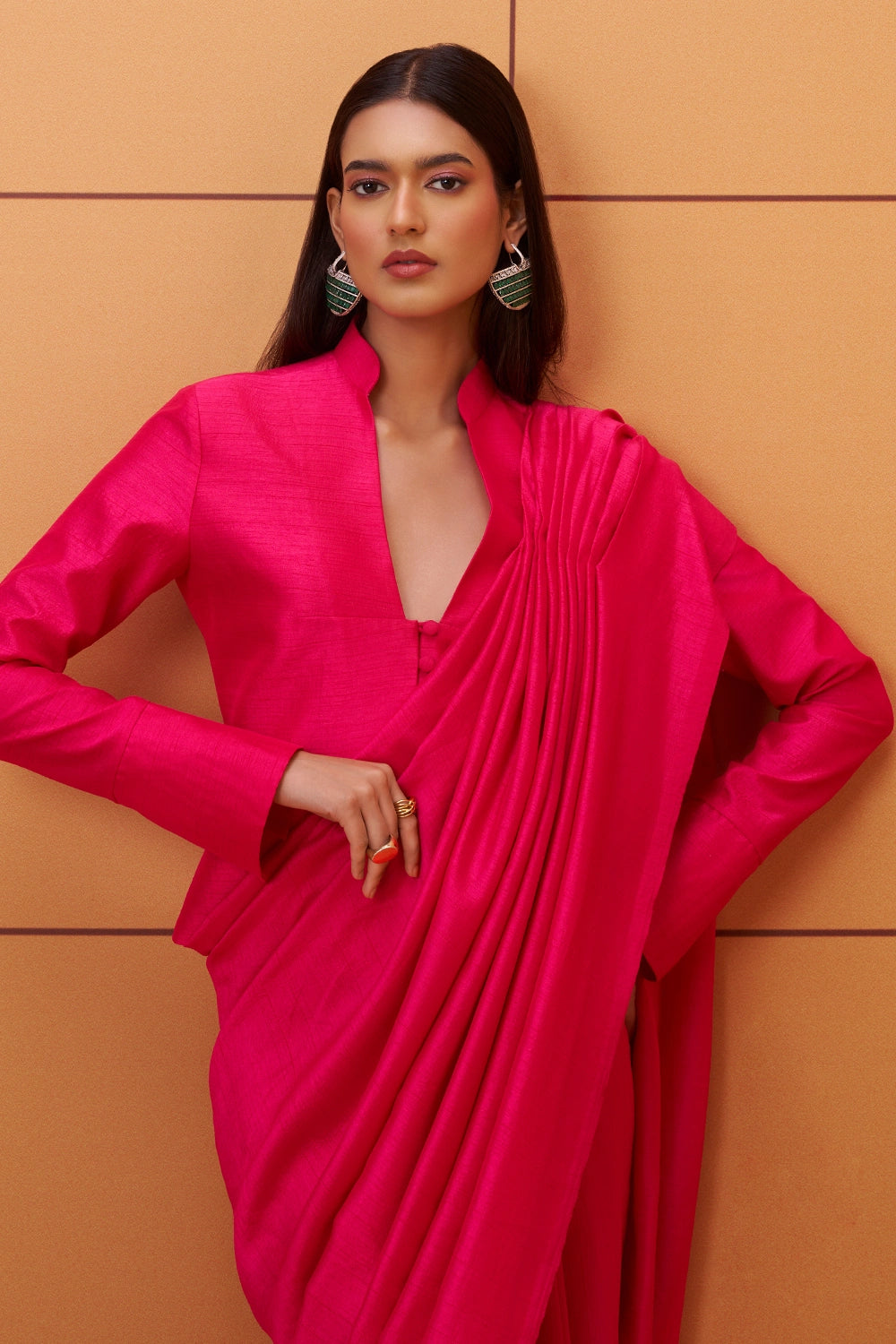 Neysa Solid Blouse with Pre-Draped Saree