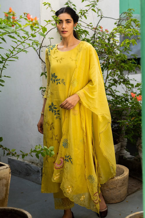 Daffodil Multi Hued Applique Kurta Set