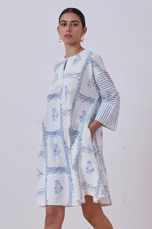 Dalip Blue Hand Printed Dress