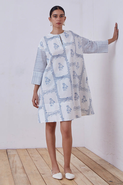 Dalip Blue Hand Printed Dress
