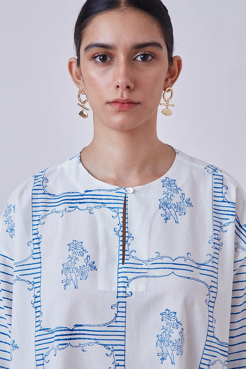 Dalip Blue Hand Printed Dress