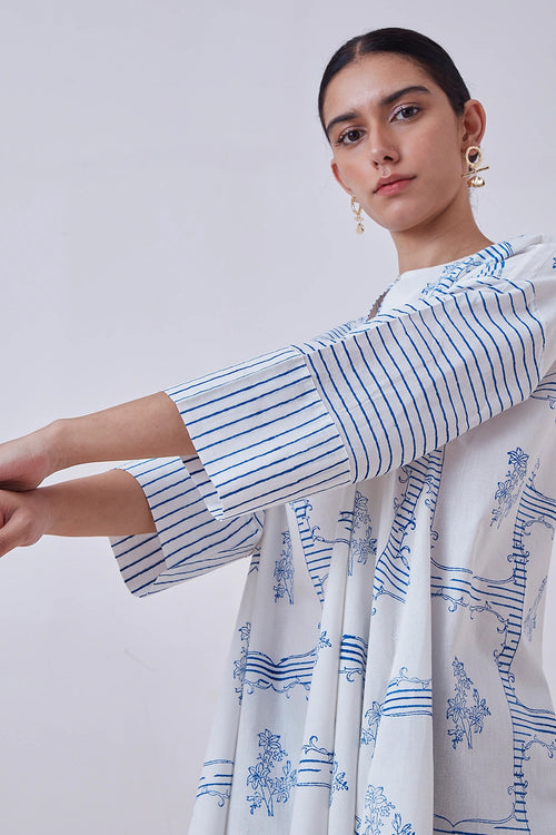 Dalip Blue Hand Printed Dress