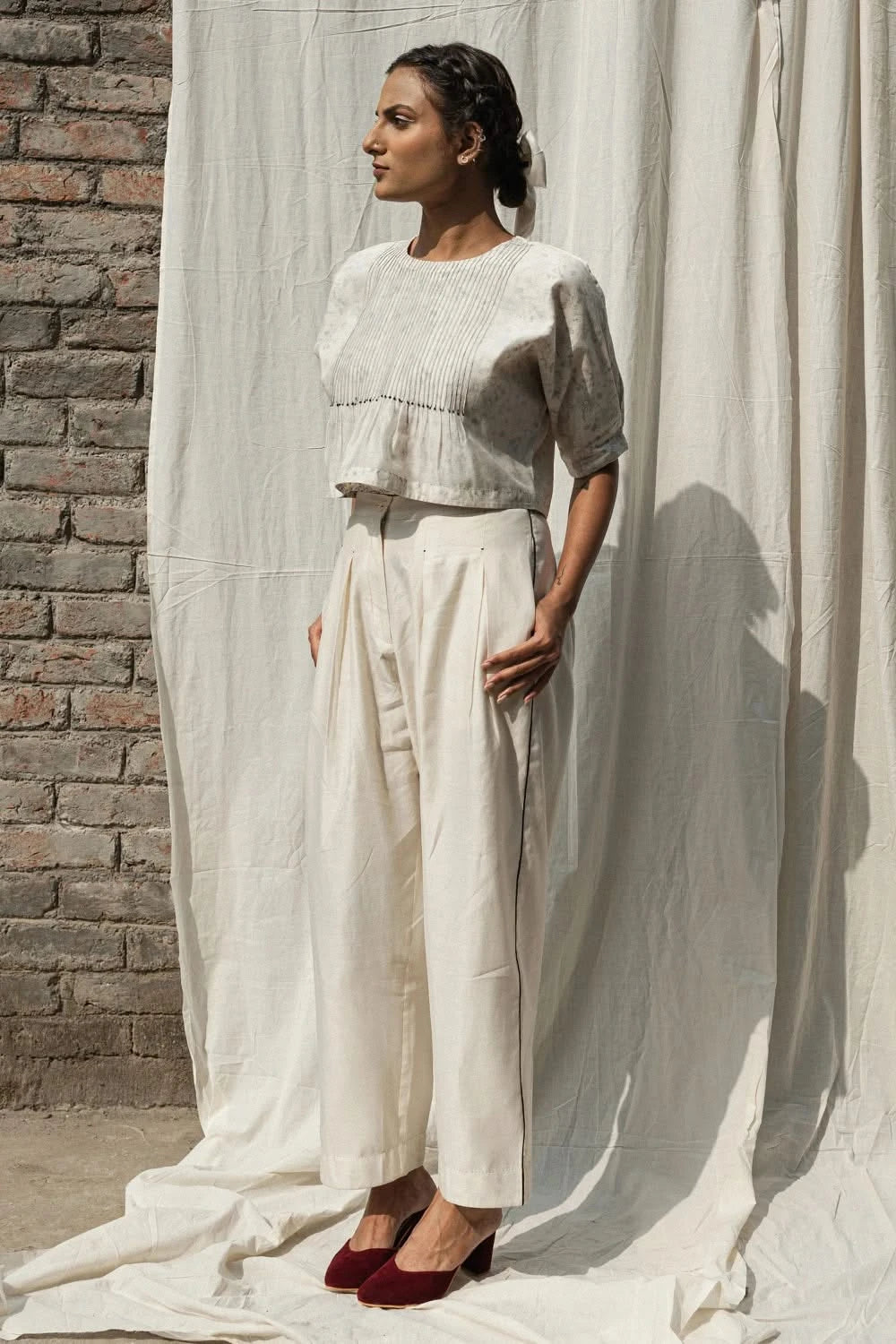 Olearia Pin Tuck Top and Daphne Classic Pants