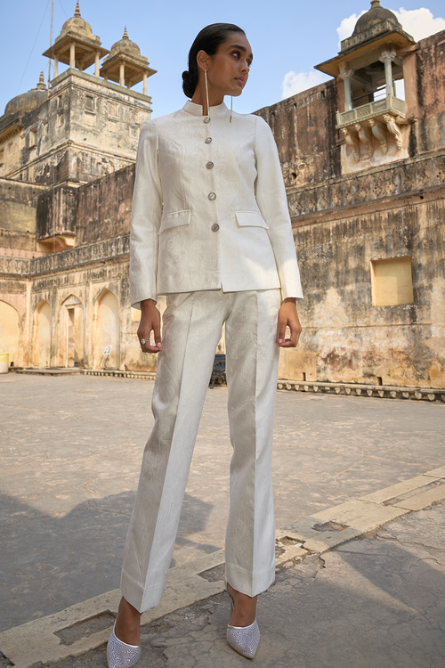 Ivory Jacquard Jacket and Pant
