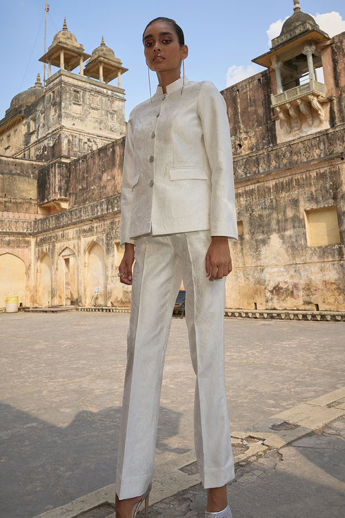 Ivory Jacquard Jacket and Pant