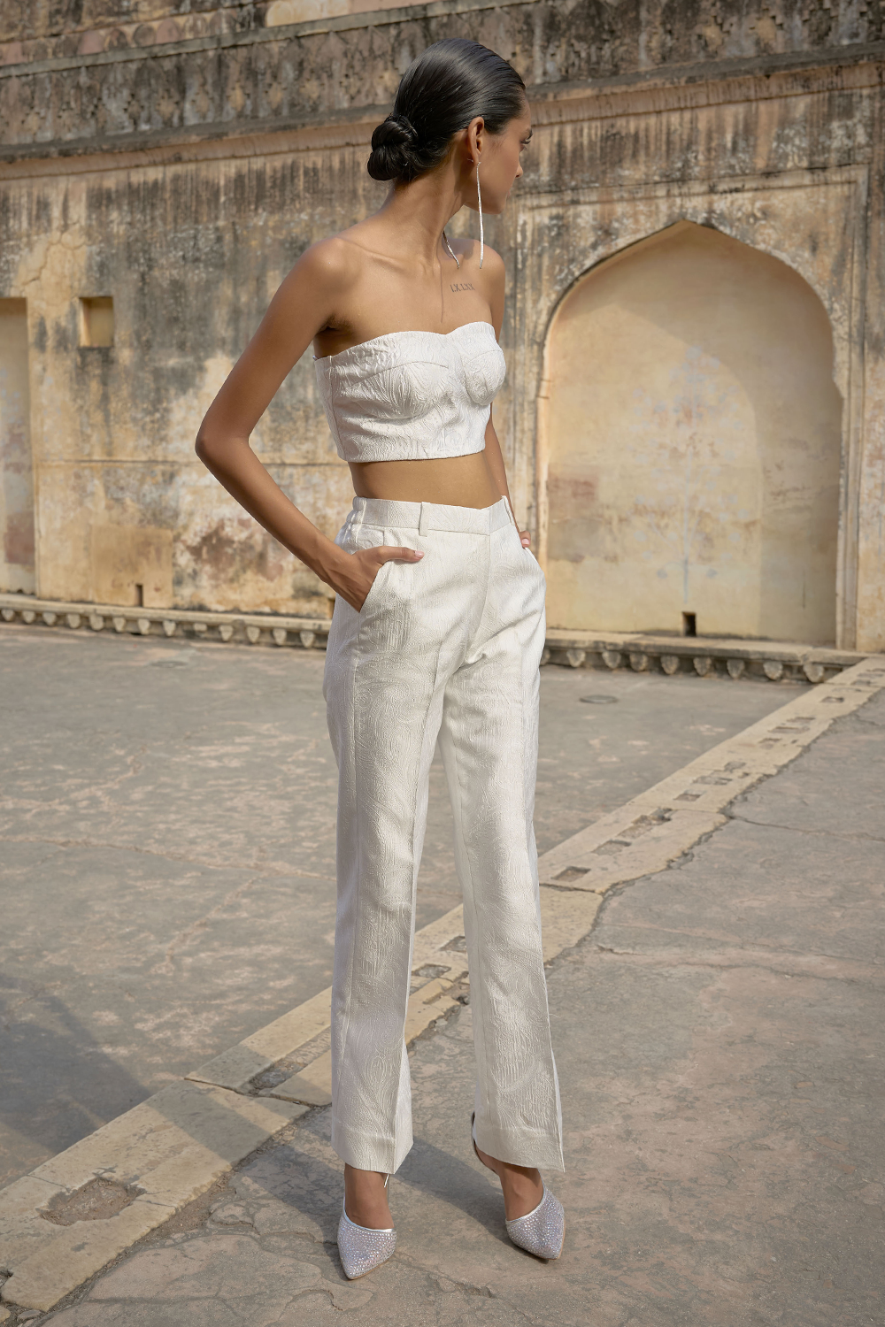 Ivory Jacquard Bralette and Pant