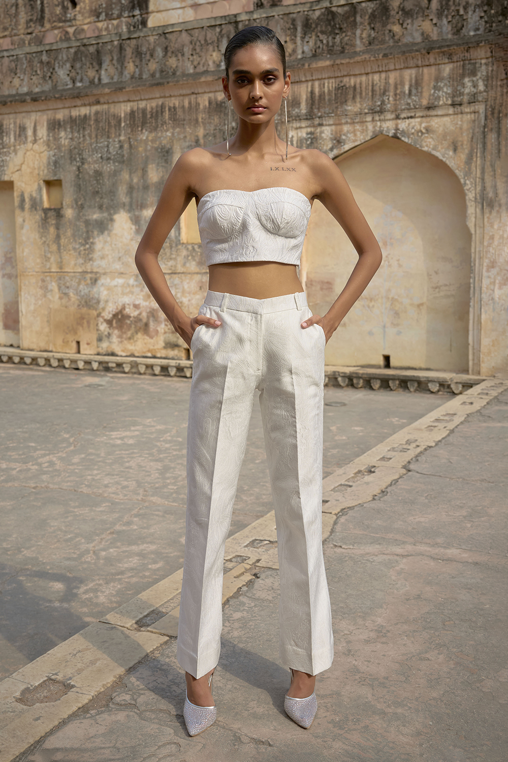 Ivory Jacquard Bralette and Pant