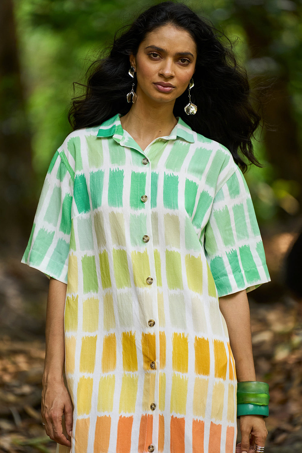 Printed Linen Shirt Dress