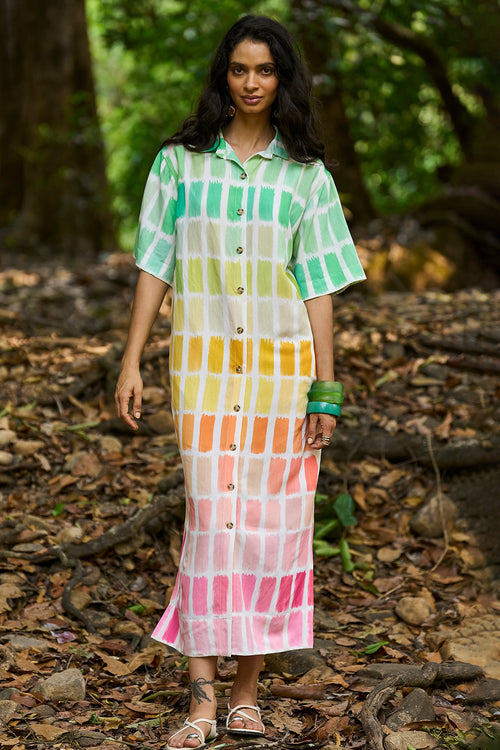 Printed Linen Shirt Dress