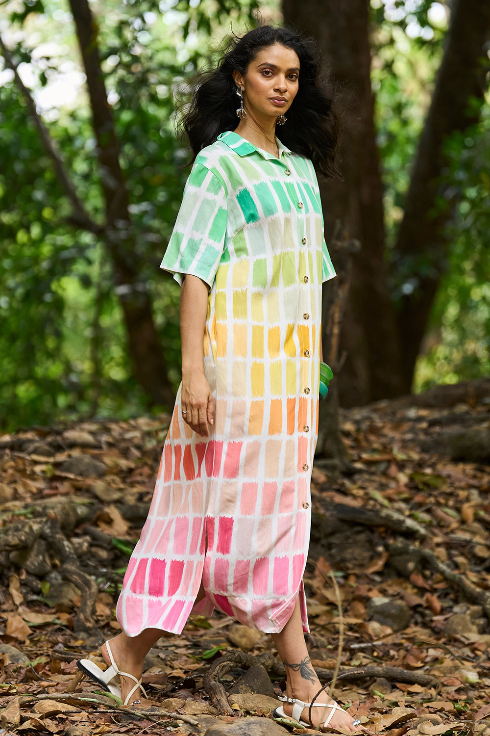 Printed Linen Shirt Dress