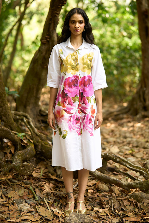 Watercolour Floral Shirt Dress