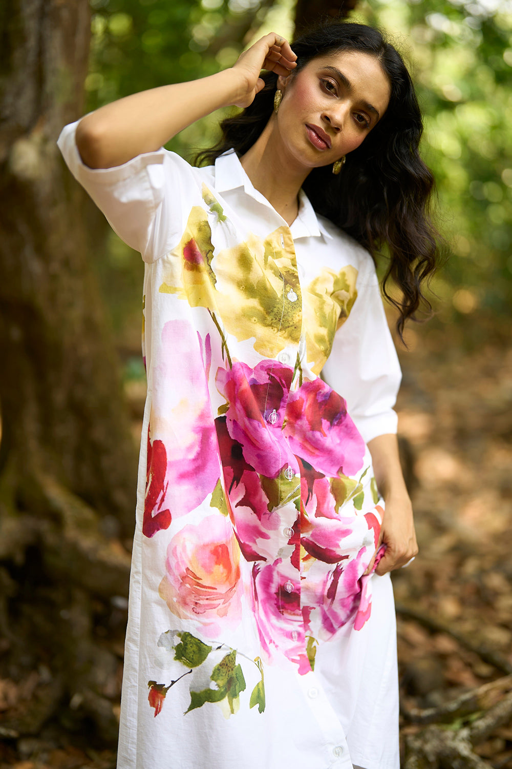 Watercolour Floral Shirt Dress