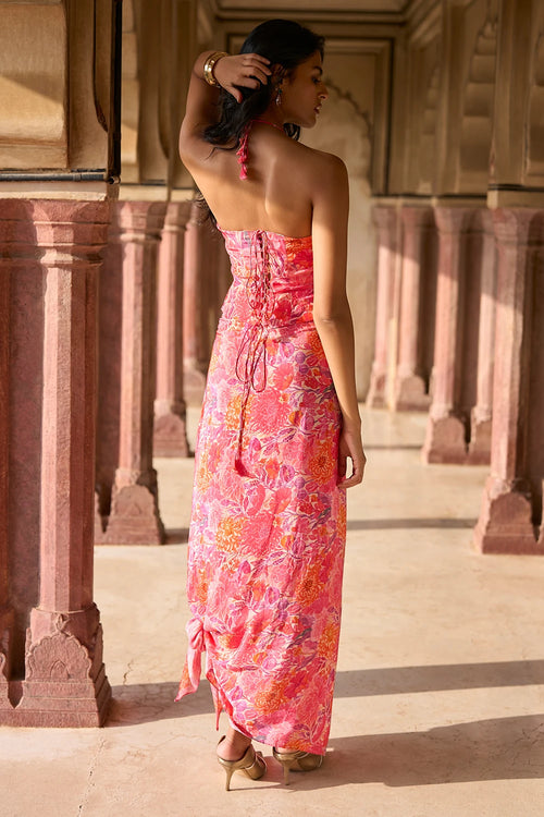 Floral Printed Pleated Corset