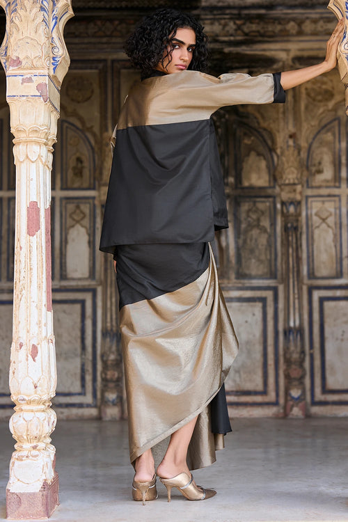 Benares Tissue Colour Blocked Shirt