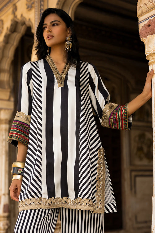 Embroidered Striped Top