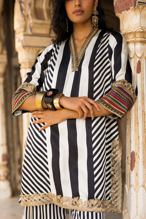 Embroidered Striped Top
