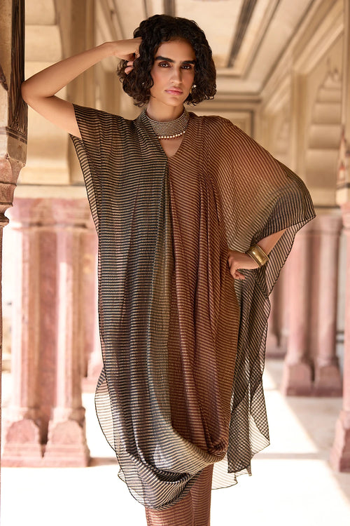 Draped Ombré Tissue Kaftan Top