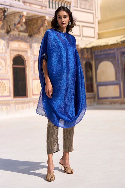 Crushed Tisue Single Sleeve Embroidered Top and Benares Brocade Pant