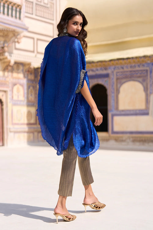 Crushed Tisue Single Sleeve Embroidered Top and Benares Brocade Pant