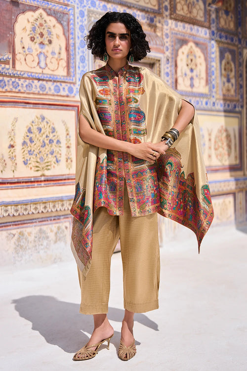 Benares Multi Weave Cape Top