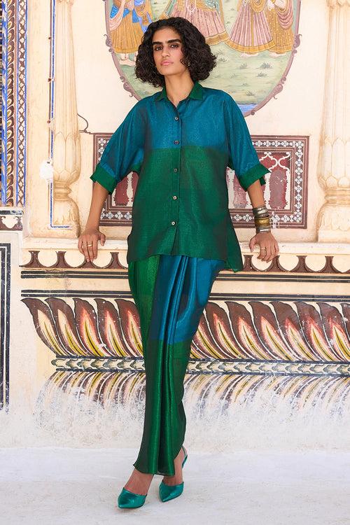 Colour Blocking Benares Tissue Shirt