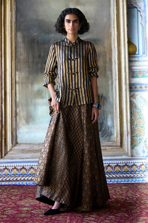 Benares Brocade Flared Skirt