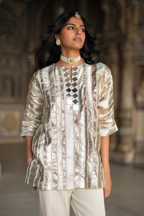 Mirrorwork Gota Ribbon Top