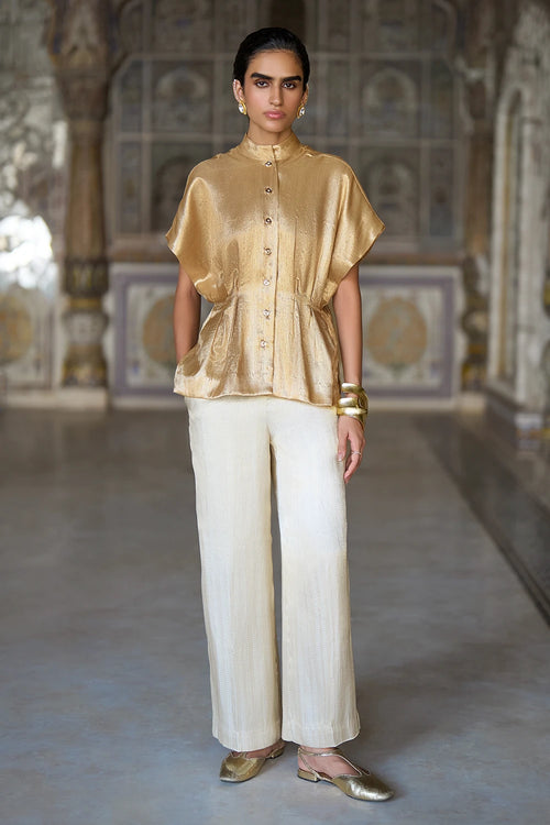 Benares Brocade Structured Top