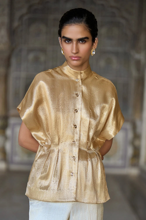 Benares Brocade Structured Top