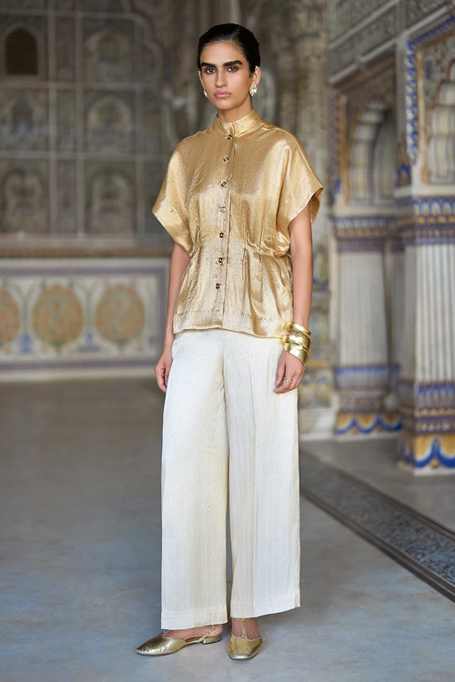 Benares Brocade Structured Top