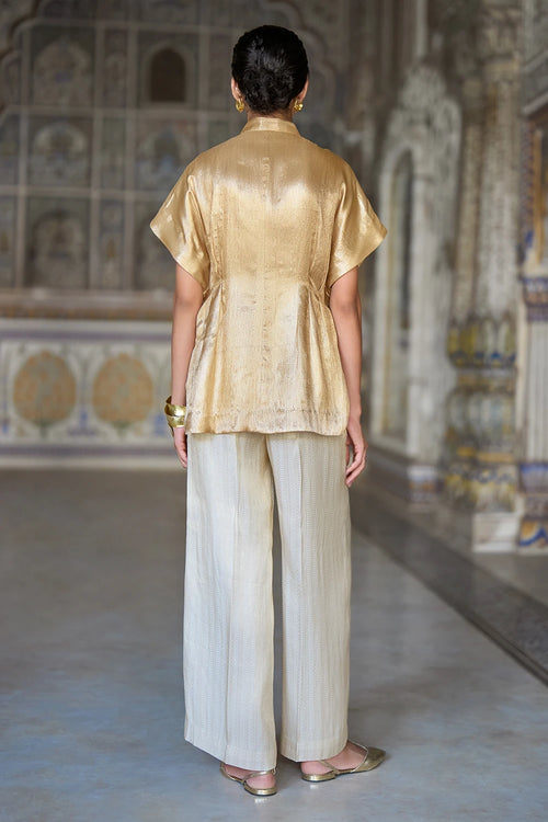 Benares Brocade Structured Top