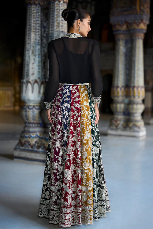 Metallic Thread Embroidered Flared Skirt
