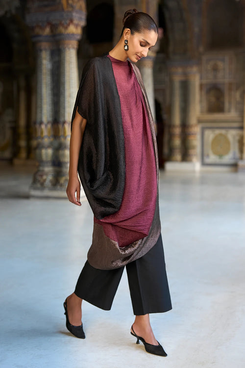 Crushed and Draped Colour Blocked Top