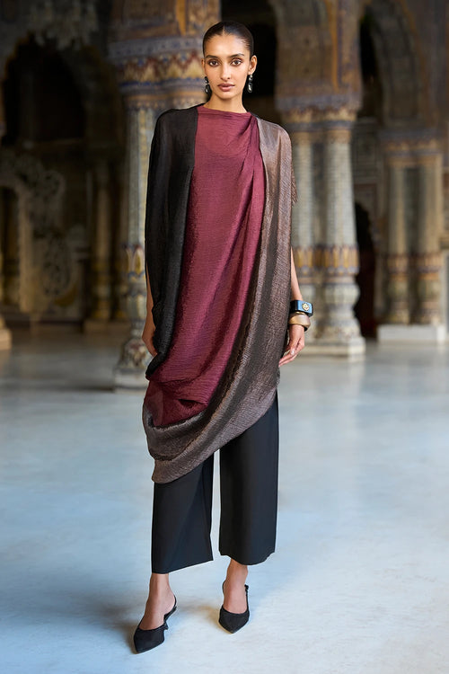 Crushed and Draped Colour Blocked Top