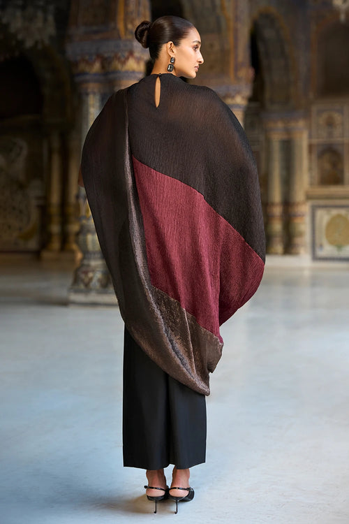 Crushed and Draped Colour Blocked Top