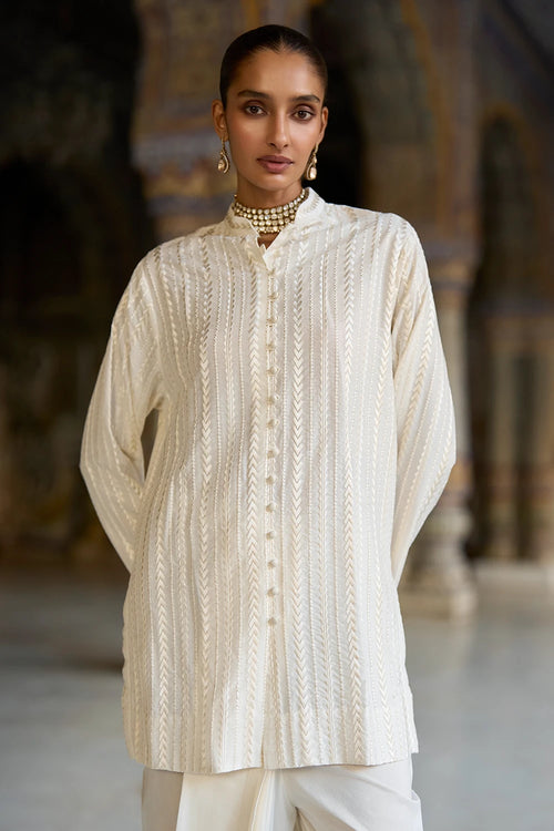 Embroidered Longline Shirt