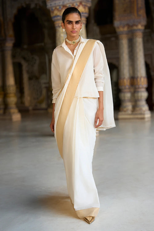 Gold Border Sari Drape Skirt