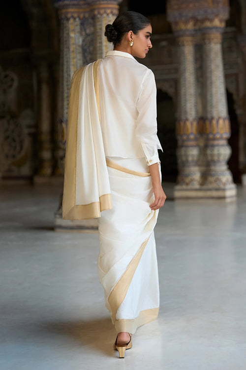 Gold Border Sari Drape Skirt