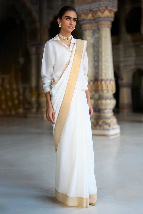 Gold Border Sari Drape Skirt