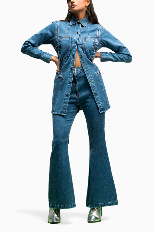 Blue Acid Wash Denim Acid Wash Co-ord Set