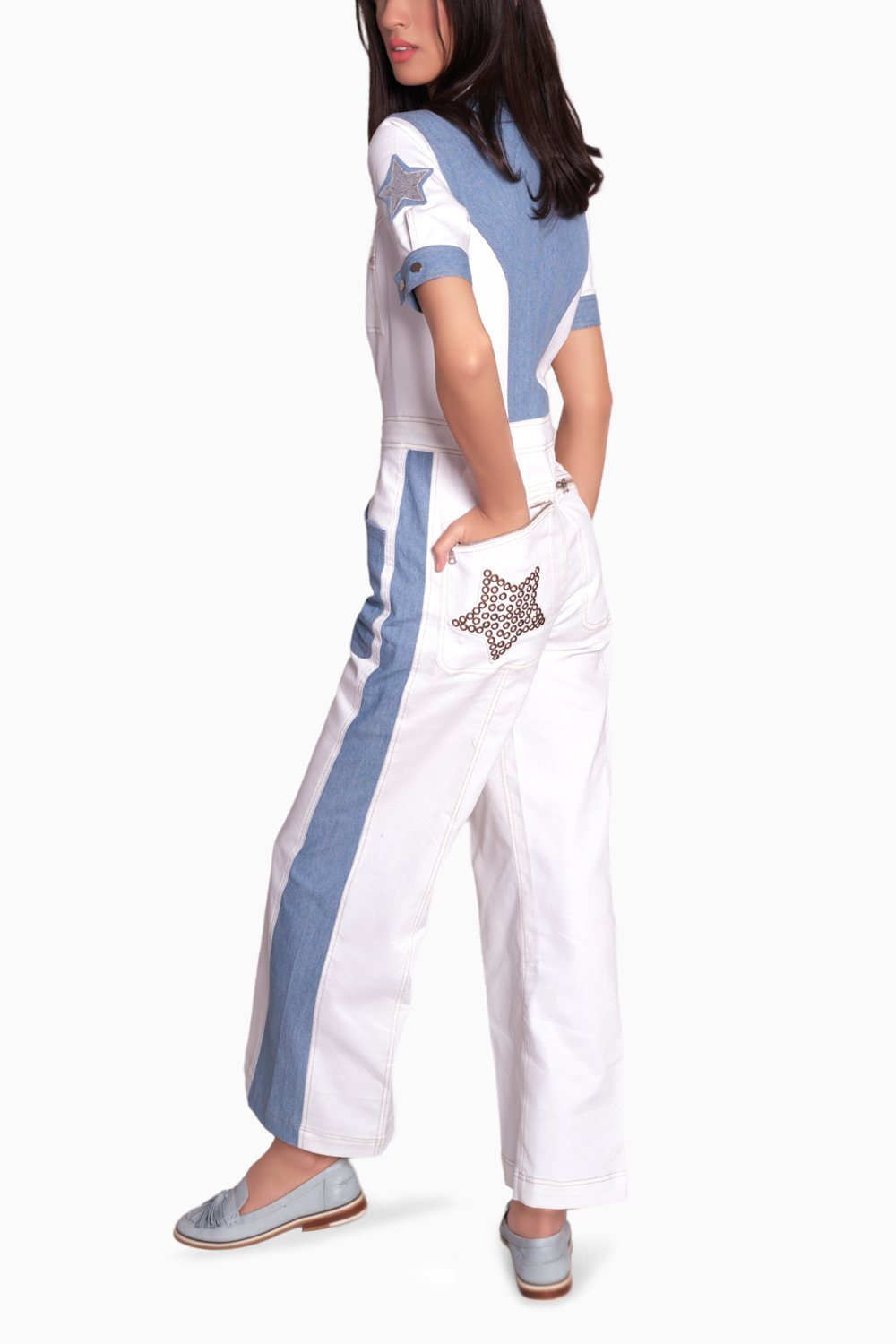 Dido White Blue Jumpsuit