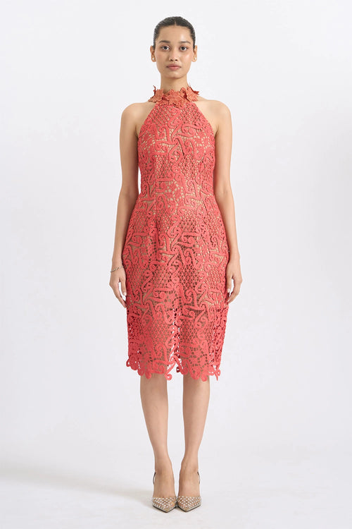 Coral Lace Shift Midi